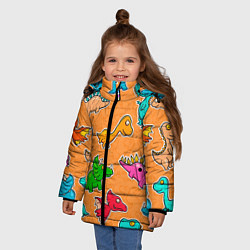 Куртка зимняя для девочки Маленькие динозавры, цвет: 3D-светло-серый — фото 2