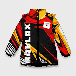 Куртка зимняя для девочки Роблокс - спортивная абстрация, цвет: 3D-черный