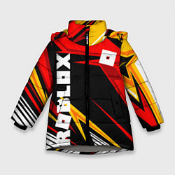 Куртка зимняя для девочки Роблокс - спортивная абстрация, цвет: 3D-светло-серый