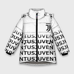 Куртка зимняя для девочки Ювентус лого паттерн спорт, цвет: 3D-светло-серый