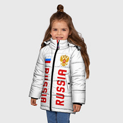 Куртка зимняя для девочки Россия три полоски на белом фоне, цвет: 3D-черный — фото 2