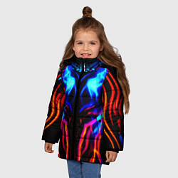 Куртка зимняя для девочки Неоновый киберкостюм, цвет: 3D-черный — фото 2