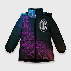 Куртка зимняя для девочки AC Milan футбольная сетка, цвет: 3D-черный