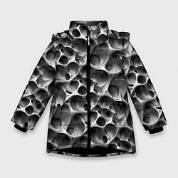 Куртка зимняя для девочки Металл - текстура, цвет: 3D-черный