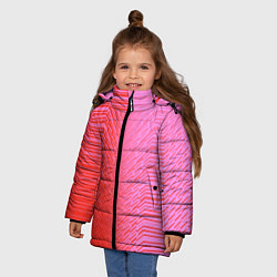 Куртка зимняя для девочки Красные градиентные линии, цвет: 3D-светло-серый — фото 2