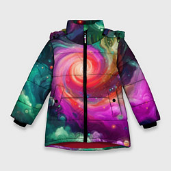 Зимняя куртка для девочки Космическая неоновая фантазия - нейросеть