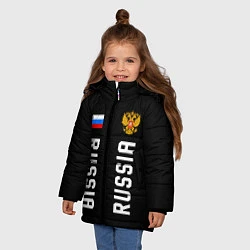 Куртка зимняя для девочки Россия три полоски на черном фоне, цвет: 3D-светло-серый — фото 2