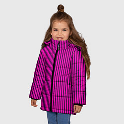 Куртка зимняя для девочки Яркий розовый в полоску, цвет: 3D-черный — фото 2