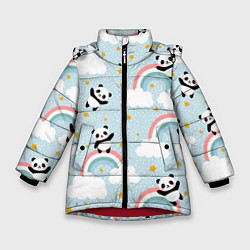 Зимняя куртка для девочки Панда на радуге