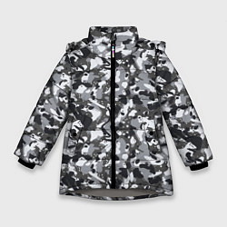 Куртка зимняя для девочки Пиксельный камуфляж серого цвета, цвет: 3D-светло-серый