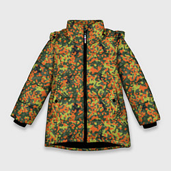 Куртка зимняя для девочки Современный пятнистый камуфляж, цвет: 3D-черный