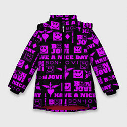 Куртка зимняя для девочки Bon Jovi neon pink rock, цвет: 3D-красный