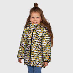 Куртка зимняя для девочки Жёлто-белый узор на чёрном фоне, цвет: 3D-черный — фото 2