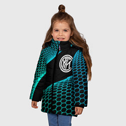 Куртка зимняя для девочки Inter football net, цвет: 3D-черный — фото 2