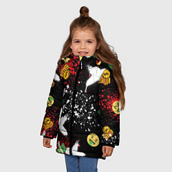 Куртка зимняя для девочки Денежные смайлики и пачки долларов с крыльями, цвет: 3D-черный — фото 2