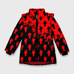 Куртка зимняя для девочки Billie Eilish pattern music steel, цвет: 3D-красный