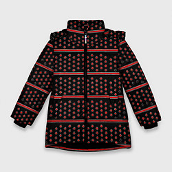 Зимняя куртка для девочки Красные круги и полосы