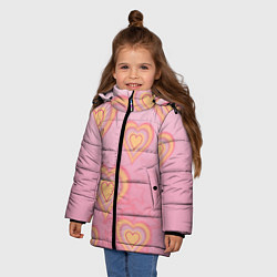 Куртка зимняя для девочки Сердца градиент, цвет: 3D-светло-серый — фото 2