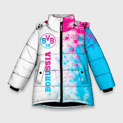 Куртка зимняя для девочки Borussia neon gradient style по-вертикали, цвет: 3D-черный