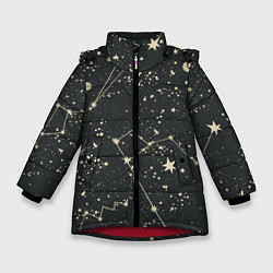 Куртка зимняя для девочки Звёздная карта, цвет: 3D-красный