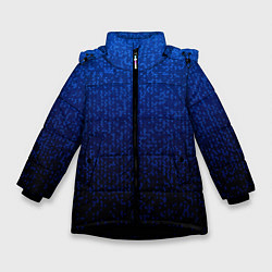 Зимняя куртка для девочки Градиент мелкая мозаика сине-чёрный