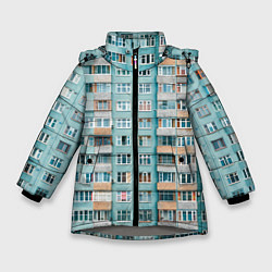 Куртка зимняя для девочки Хрущёвка в голубых тонах, цвет: 3D-светло-серый