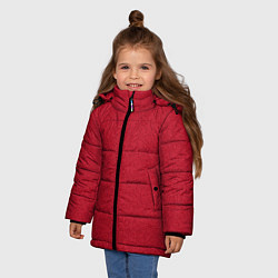 Куртка зимняя для девочки Текстура однотонный карминовый, цвет: 3D-красный — фото 2