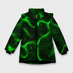Куртка зимняя для девочки Светящиеся волосяной узор, цвет: 3D-черный