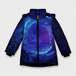 Зимняя куртка для девочки Синяя воронка в абстракции