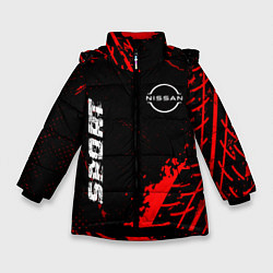 Куртка зимняя для девочки Nissan red sport tires, цвет: 3D-черный