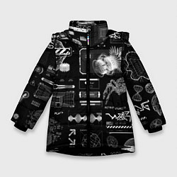 Куртка зимняя для девочки Паттерн киберинтерфейса, цвет: 3D-черный