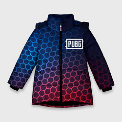 Куртка зимняя для девочки PUBG неоновые соты, цвет: 3D-черный
