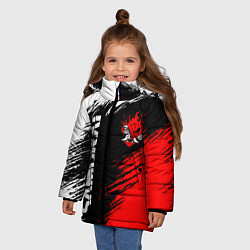 Куртка зимняя для девочки Самурай лого - киберпанк 2077, цвет: 3D-черный — фото 2
