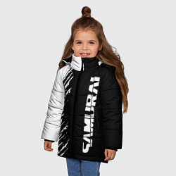 Куртка зимняя для девочки Самурай штрихи - киберпанк 2077, цвет: 3D-черный — фото 2
