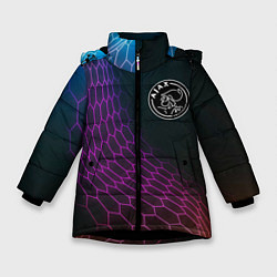 Куртка зимняя для девочки Ajax футбольная сетка, цвет: 3D-черный