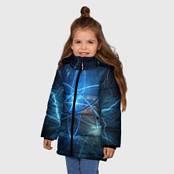 Куртка зимняя для девочки Светящийся атом и молнии, цвет: 3D-светло-серый — фото 2