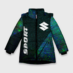 Куртка зимняя для девочки Suzuki sport glitch blue, цвет: 3D-черный