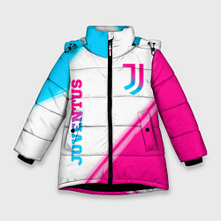 Куртка зимняя для девочки Juventus neon gradient style вертикально, цвет: 3D-черный