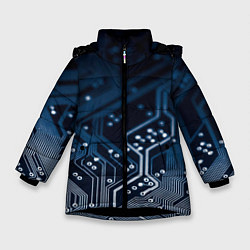 Куртка зимняя для девочки Дорожки платы, цвет: 3D-черный