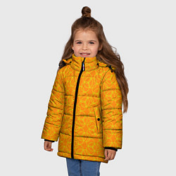 Куртка зимняя для девочки Паттерн из окружностей оранжевый, цвет: 3D-светло-серый — фото 2