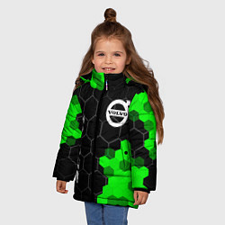 Куртка зимняя для девочки Volvo green sport hexagon, цвет: 3D-черный — фото 2