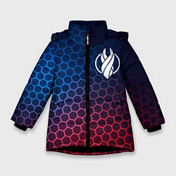 Куртка зимняя для девочки Dead Space неоновые соты, цвет: 3D-черный