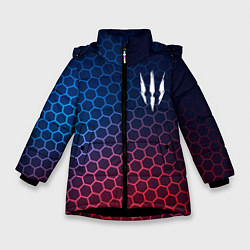 Куртка зимняя для девочки The Witcher неоновые соты, цвет: 3D-черный