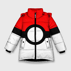 Куртка зимняя для девочки Pokeball texture, цвет: 3D-черный