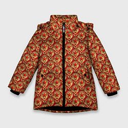 Куртка зимняя для девочки Звезды в стиле СССР, цвет: 3D-черный