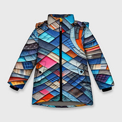 Куртка зимняя для девочки Абстрактный авангардный пэчворк - нейросеть, цвет: 3D-светло-серый