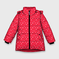 Куртка зимняя для девочки Розово-красный со звёздочками, цвет: 3D-красный