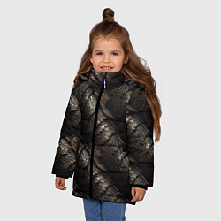 Куртка зимняя для девочки Классическая старая броня текстура, цвет: 3D-светло-серый — фото 2