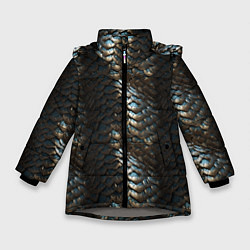 Куртка зимняя для девочки Классическая старая броня текстура, цвет: 3D-светло-серый