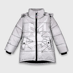 Куртка зимняя для девочки Белое разбитое стекло, цвет: 3D-черный